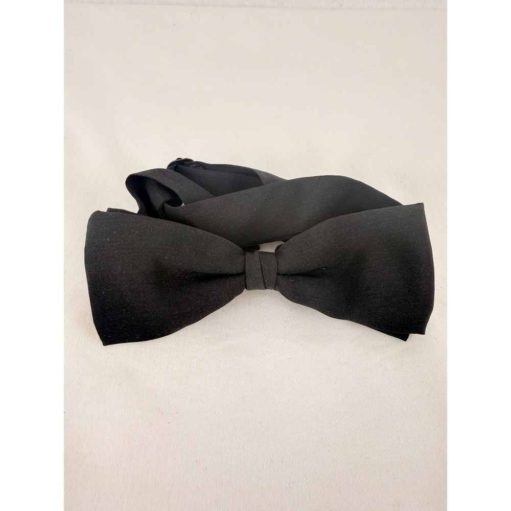 Vintage Black Silk Adjustable Bow Tie Formal Tuxedo Pre-Tied Classic
